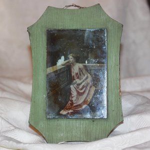 Vintage Advertising Victorian Woman Print Mounted on Wood Plaque With Glass